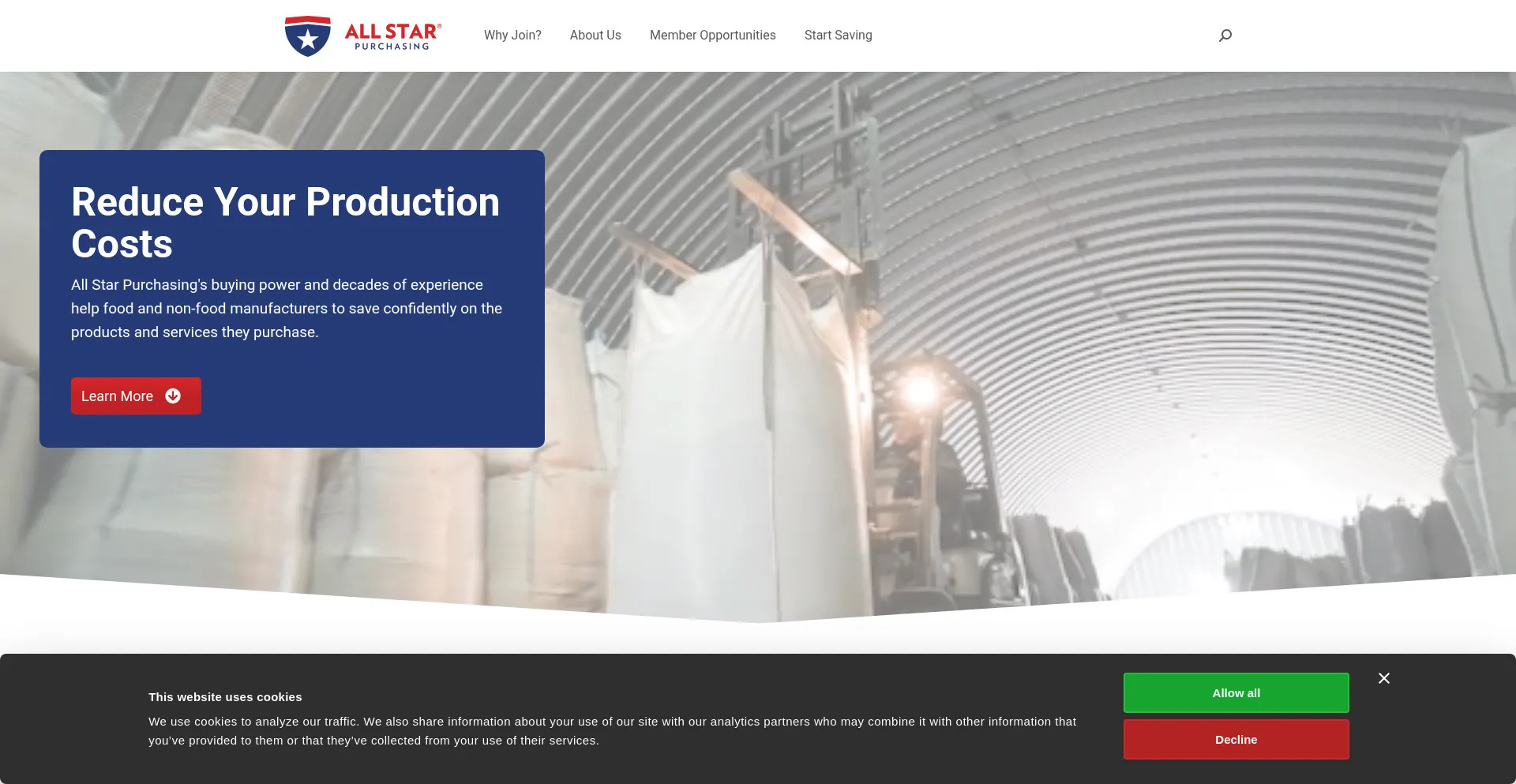 Website screenshot of Allstarpurchasing.com