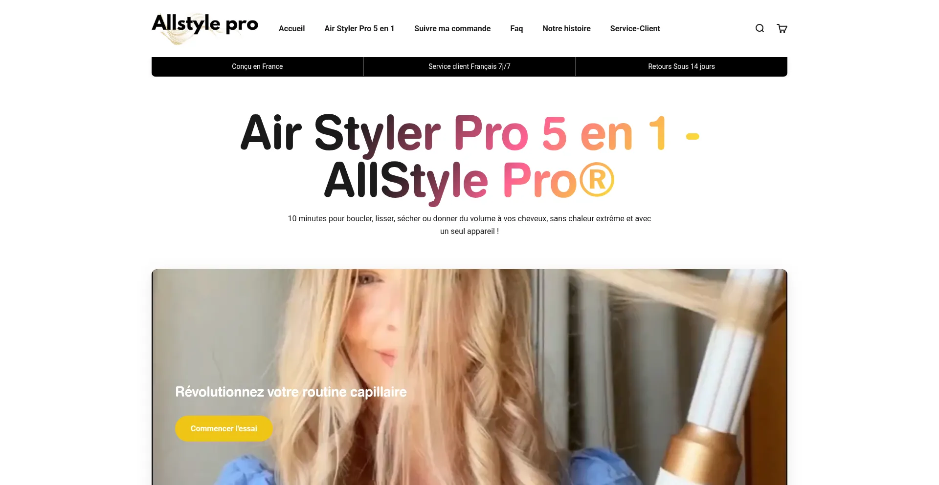 Website screenshot of Allstylepro.com