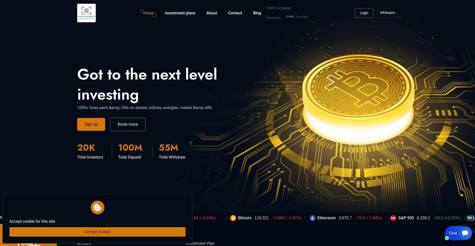 Website screenshot of Alphachainpipsmarketing.live
