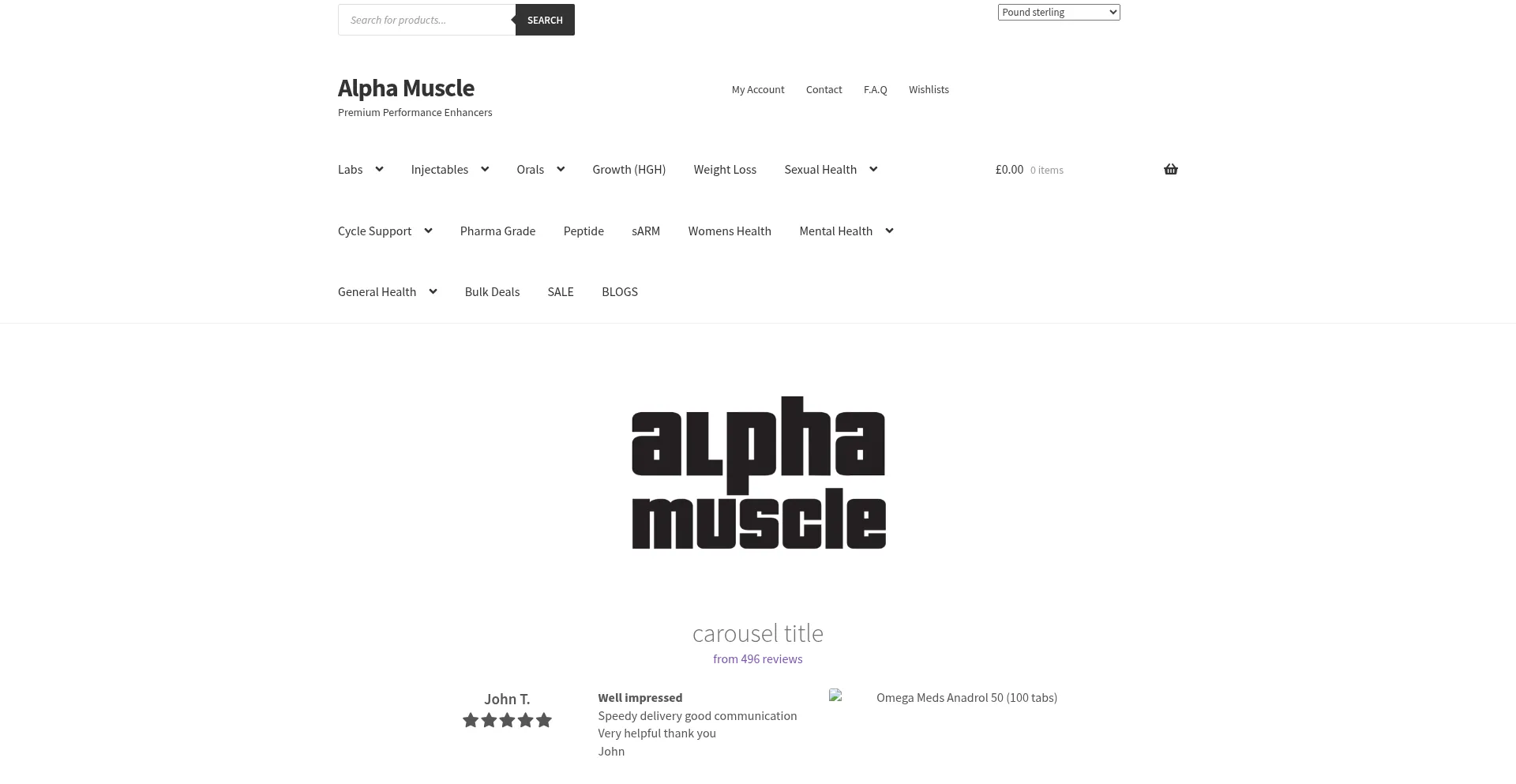Website screenshot of Alphamuscle.is