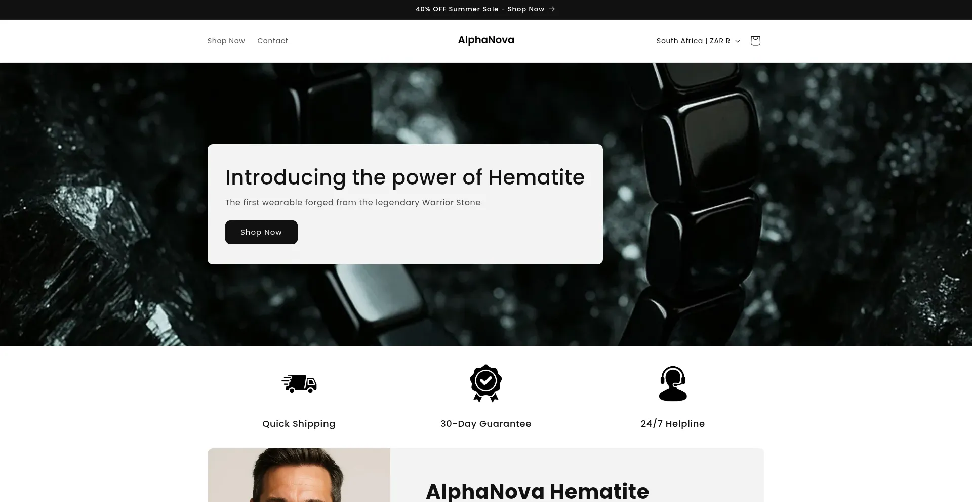 Website screenshot of Alphanova.co.za