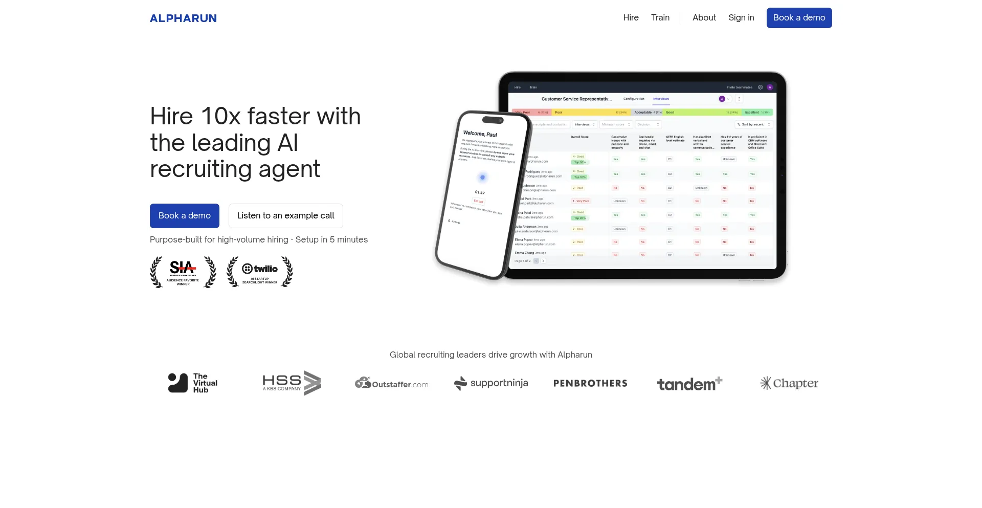 Website screenshot of Alpharun.com