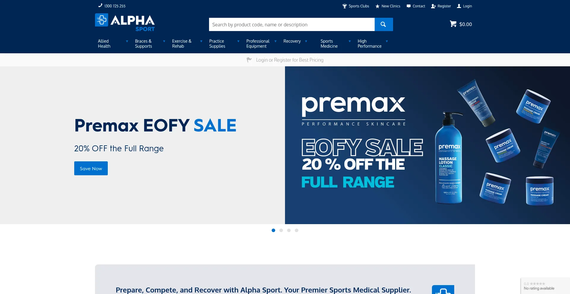 Website screenshot of Alphasport.com.au