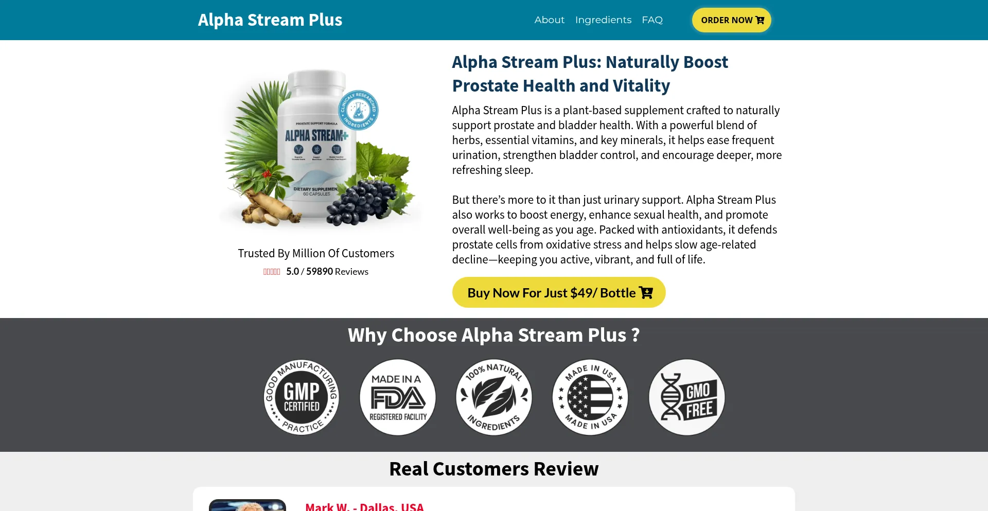 Website screenshot of Alphastreamplus-shop.com