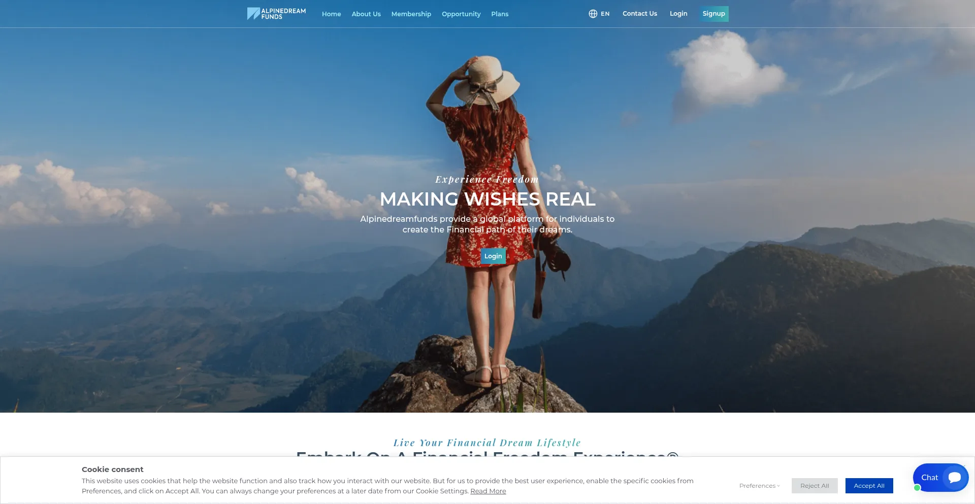 Website screenshot of Alpinedreamfunds.com