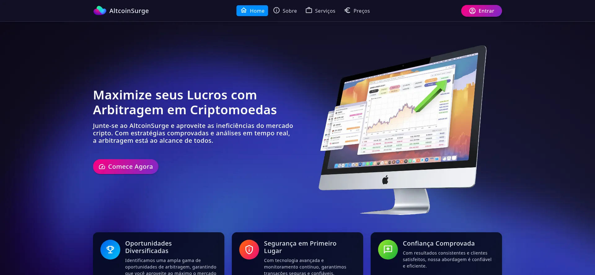 Website screenshot of Altcoinsurge.com