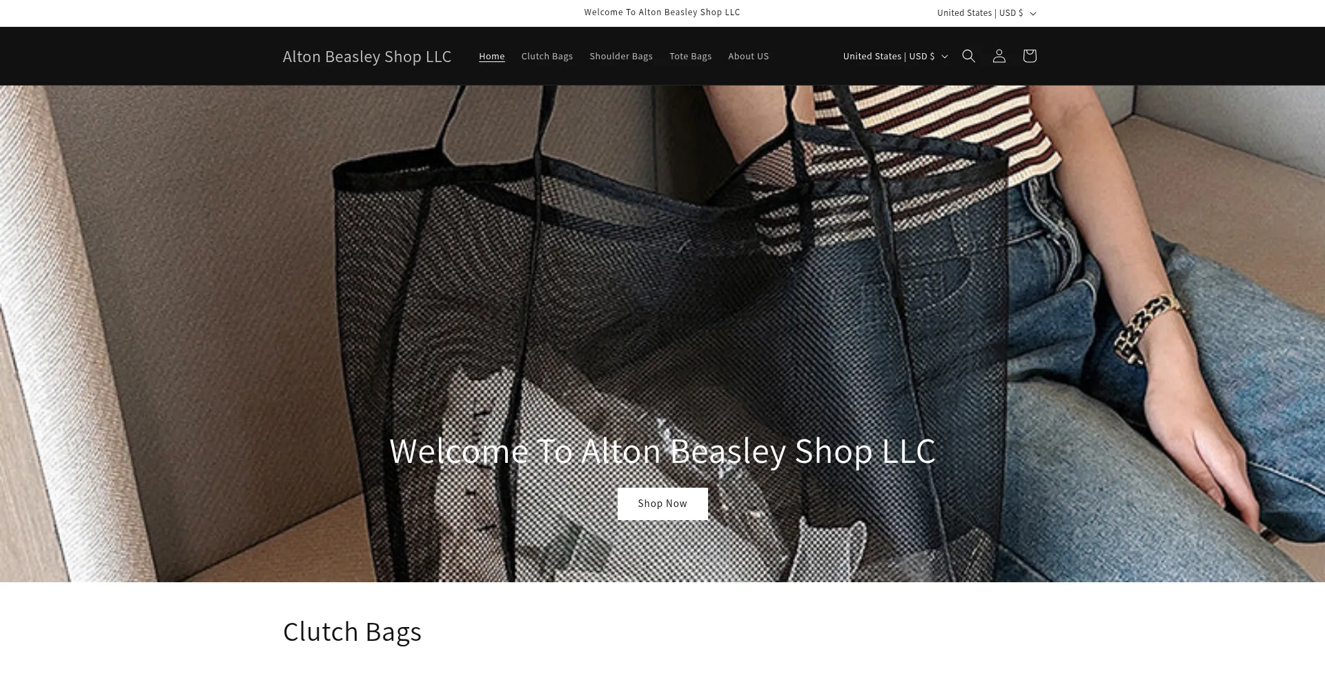 Website screenshot of Altonbeasleyshopllc.myshopify.com
