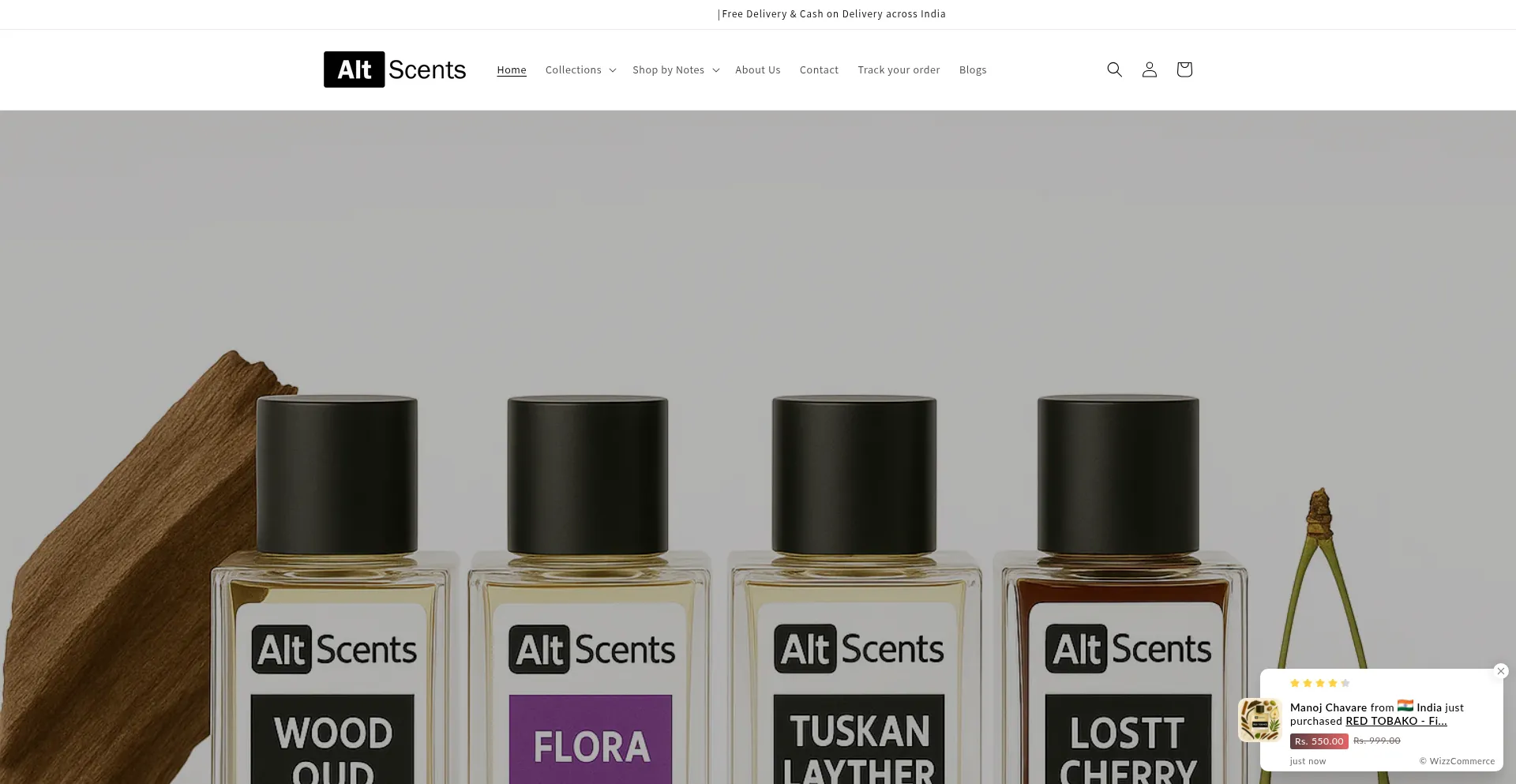 Website screenshot of Altscents.com