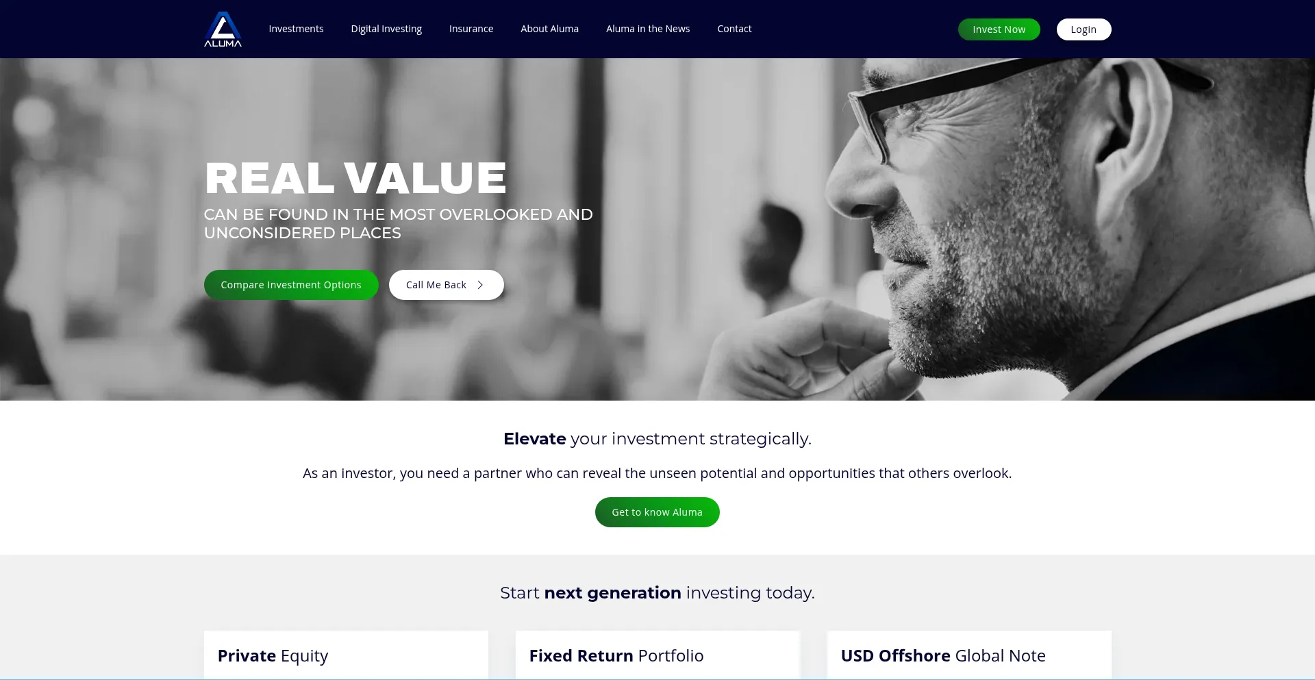 Website screenshot of Aluma.co.za