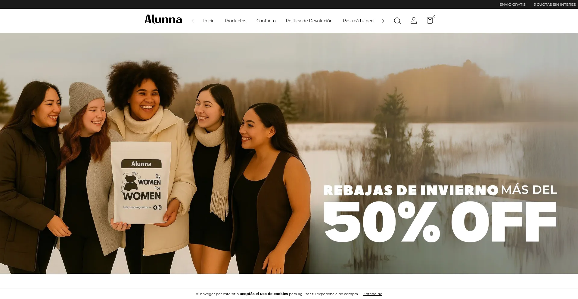 Website screenshot of Alunna-arg.com