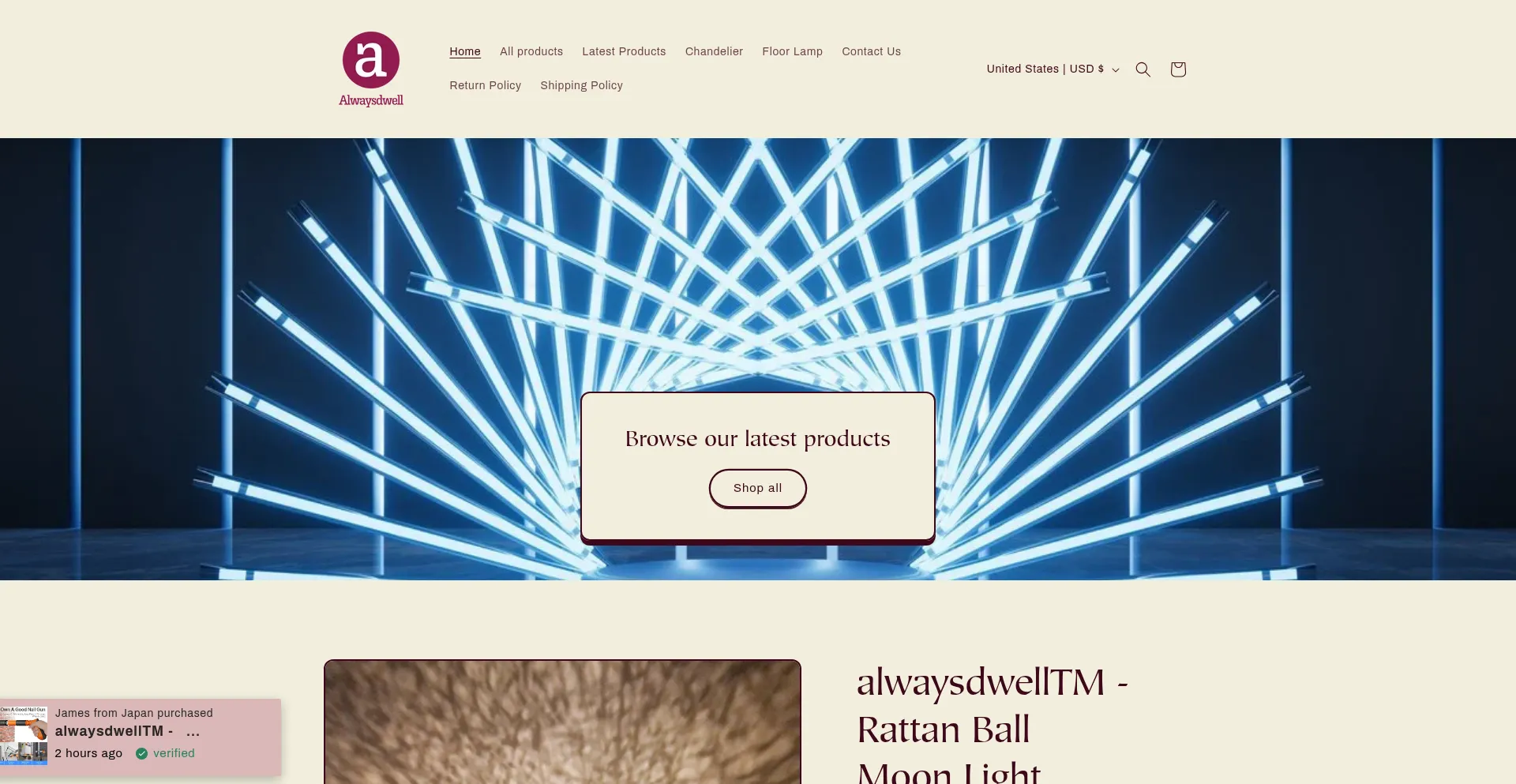 Website screenshot of Alwaysdwell.com