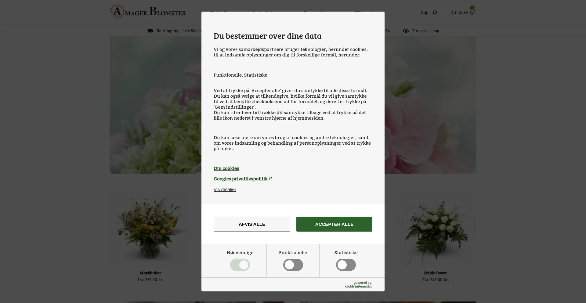 Website screenshot of Amagerblomster.dk