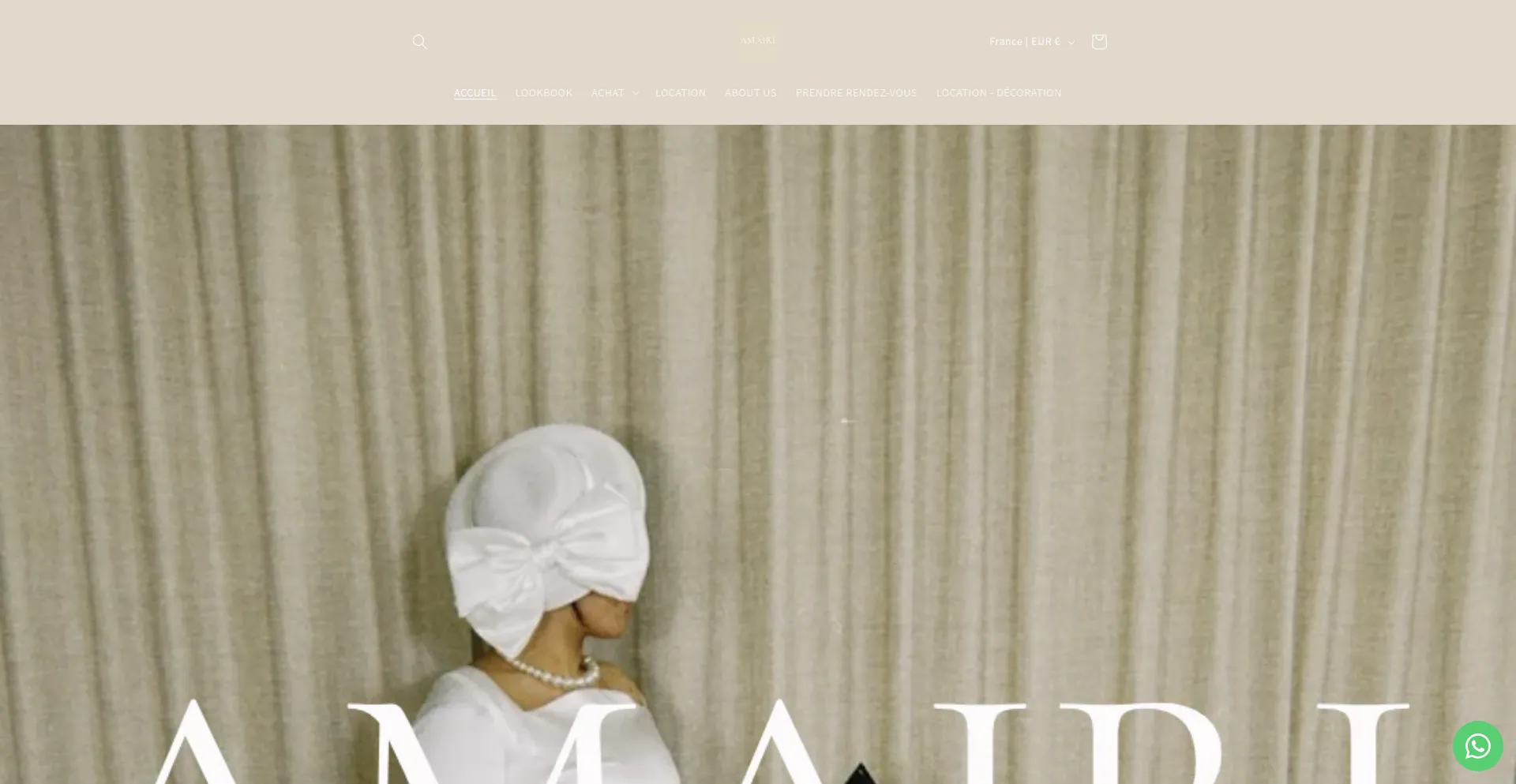 Website screenshot of Amairi-couture.fr