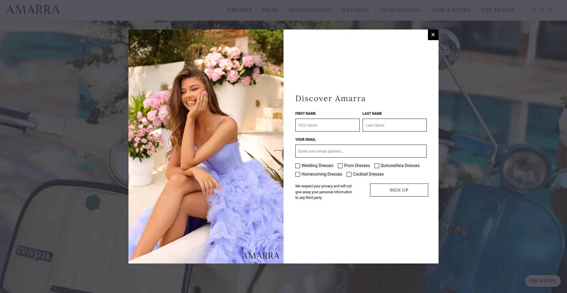 Website screenshot of Amarra.com