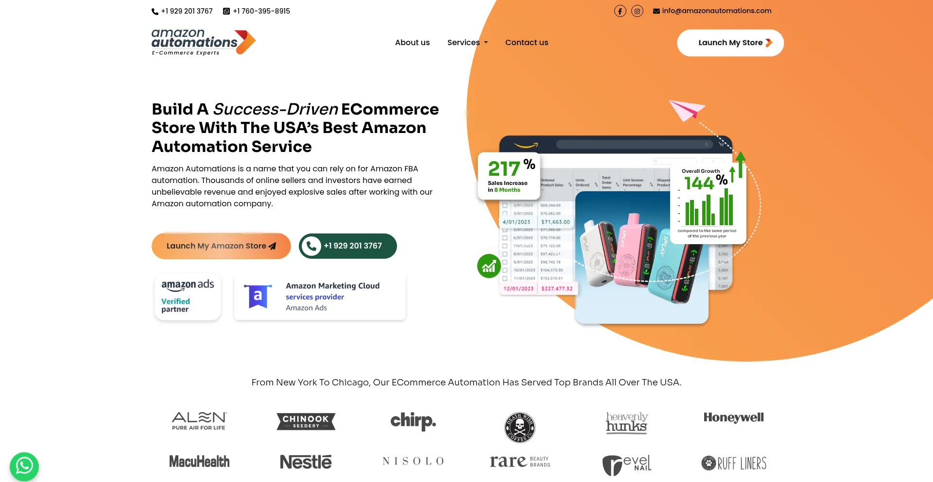 Website screenshot of Amazonautomations.com