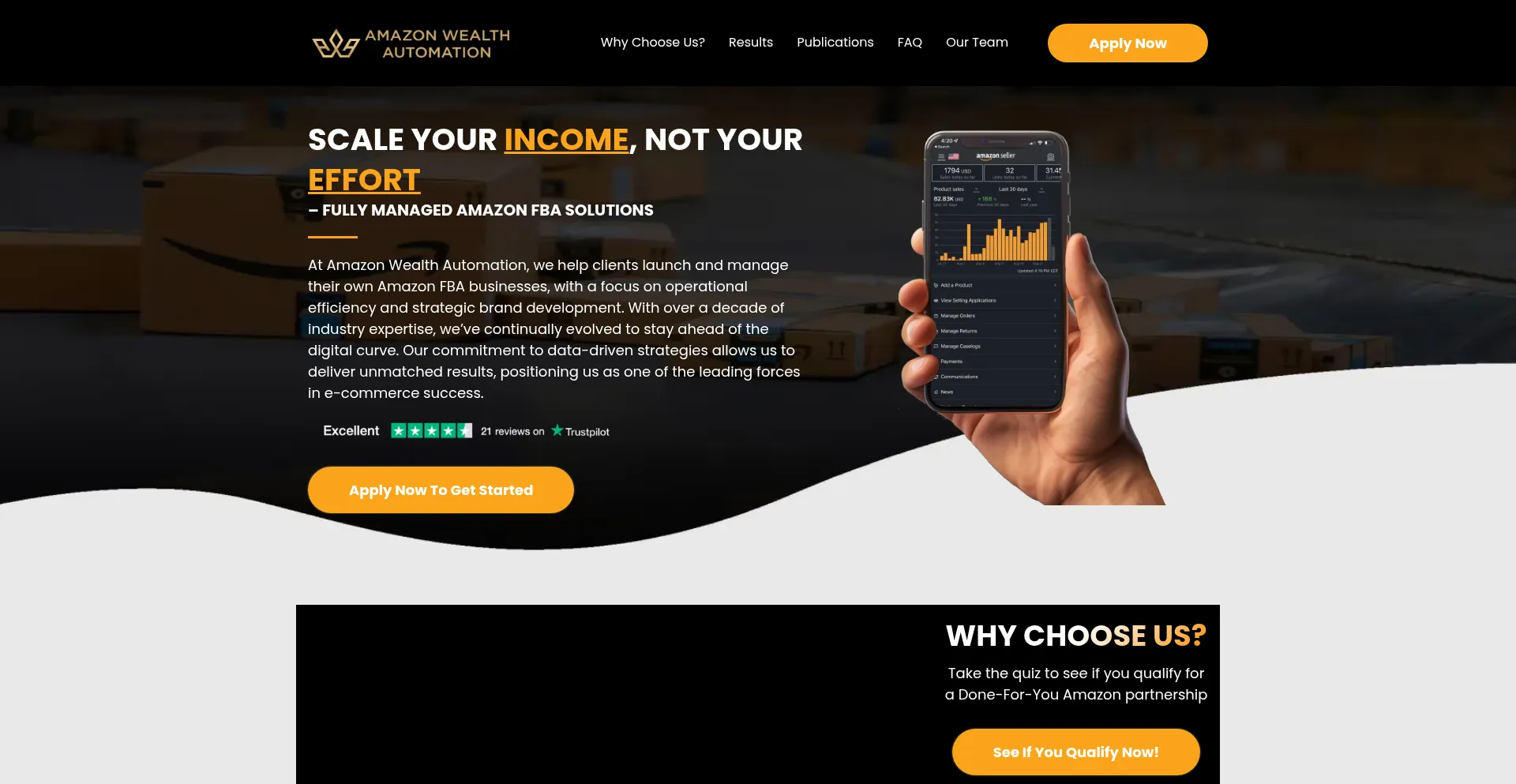 Website screenshot of Amazonwealthautomation.com