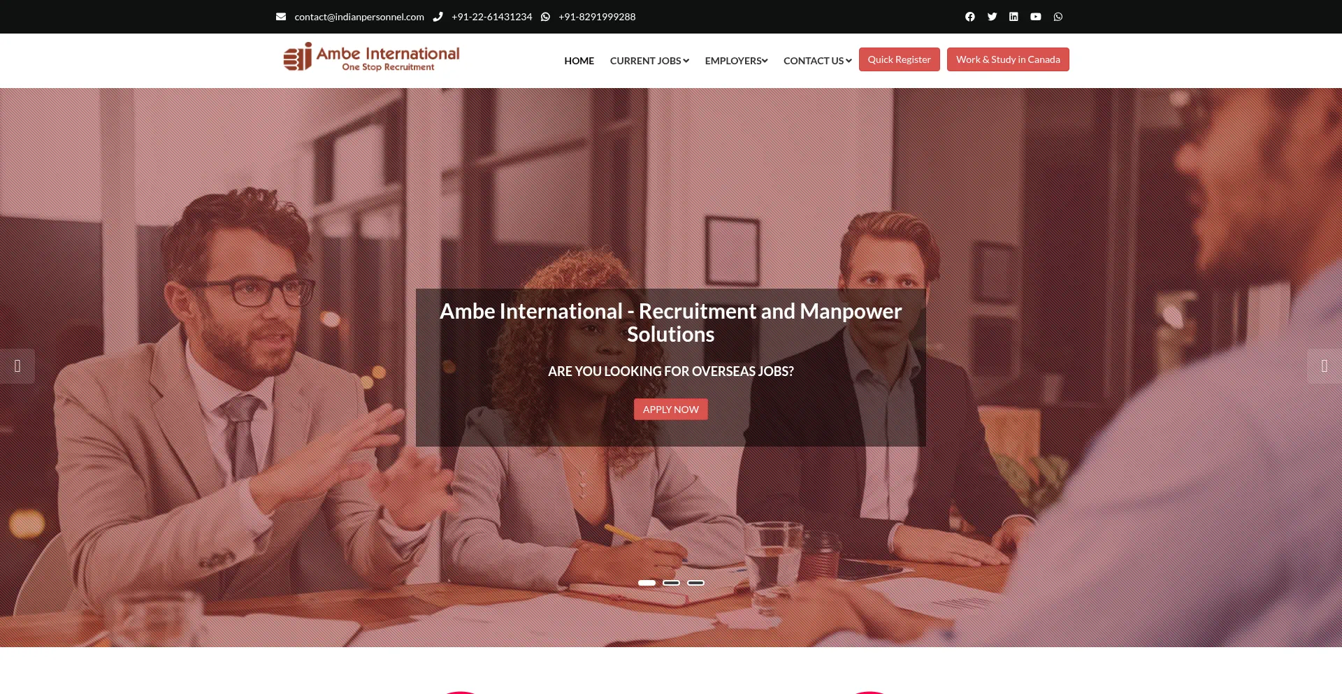 Website screenshot of Ambeinter.com
