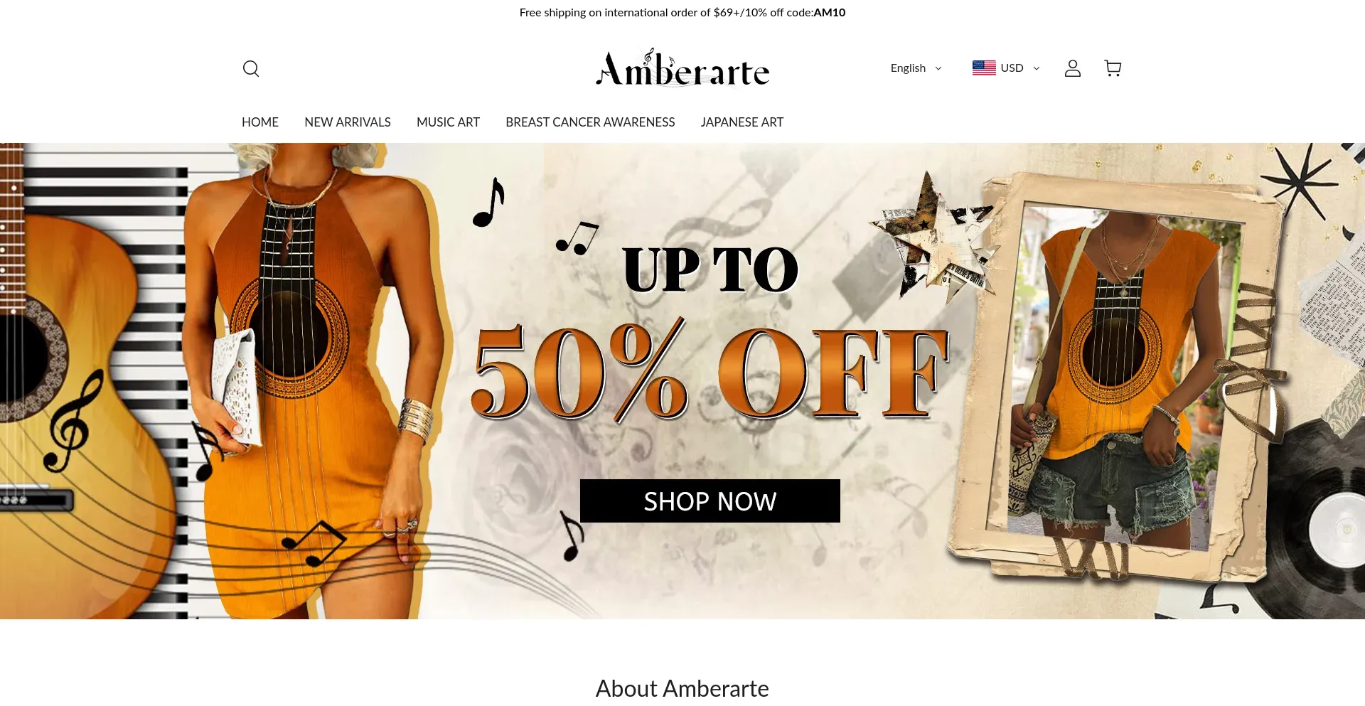 Website screenshot of Amberarte.com