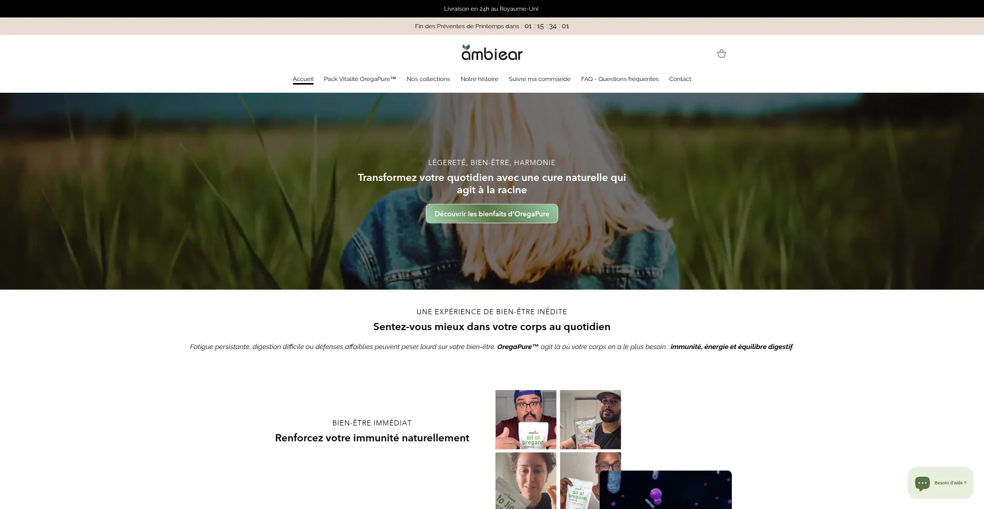 Website screenshot of Ambiear.com
