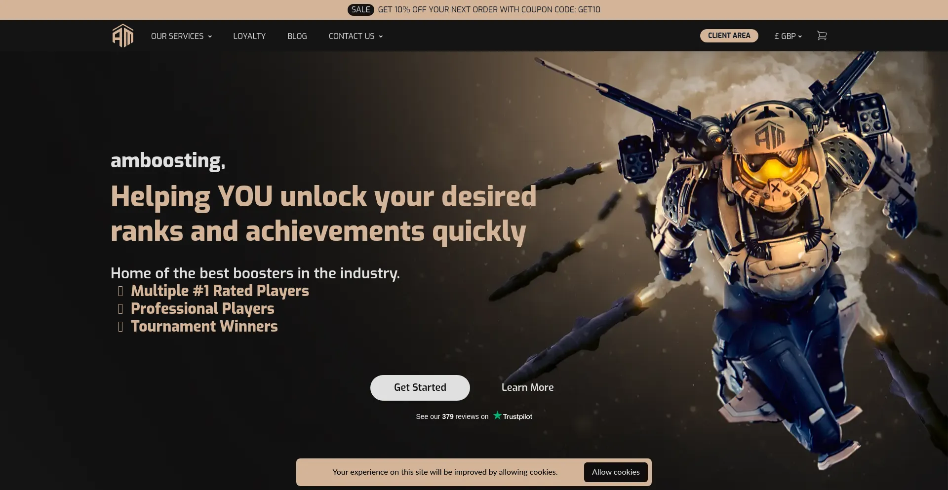 Website screenshot of Amboost.net
