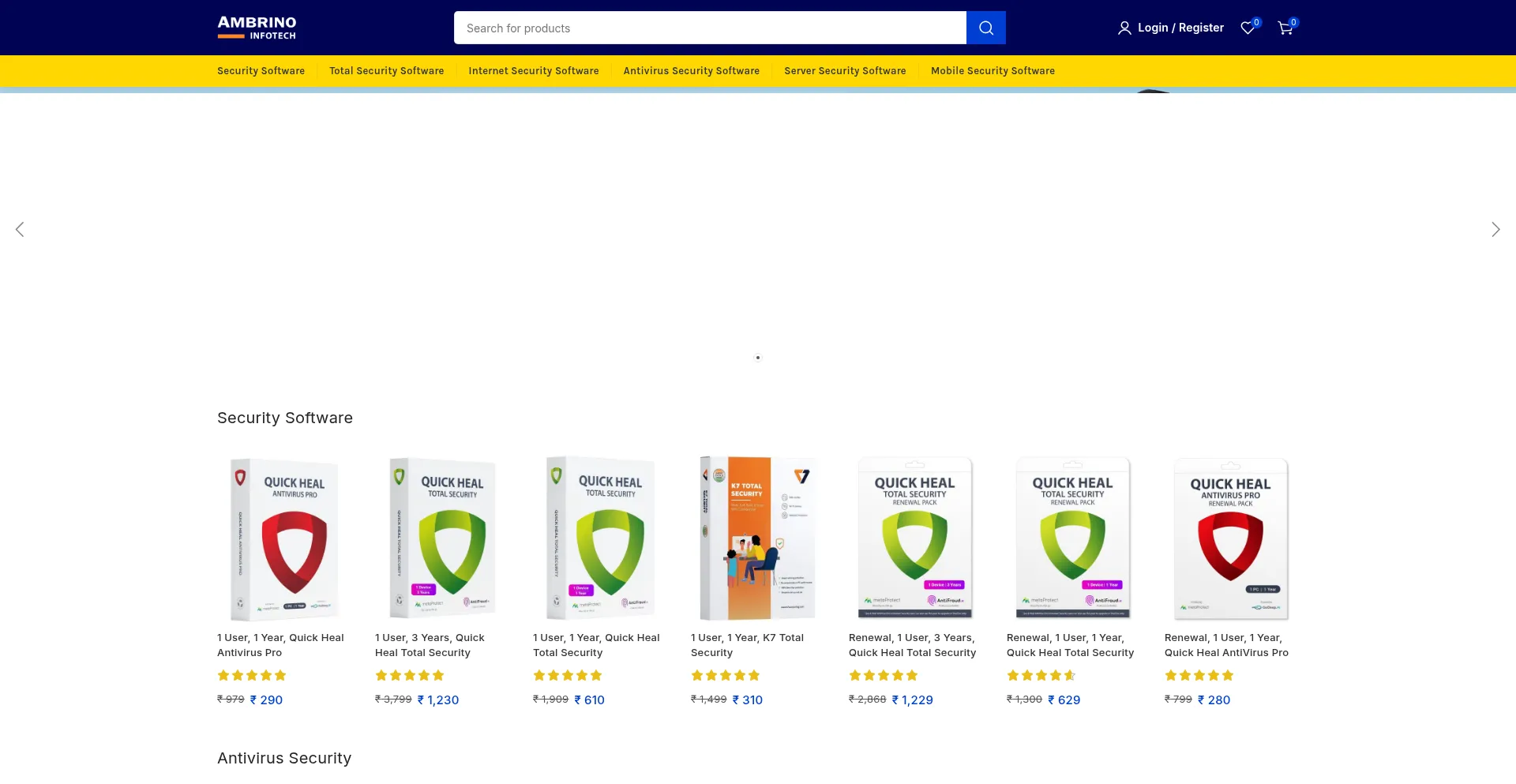 Website screenshot of Ambrinoinfotech.com