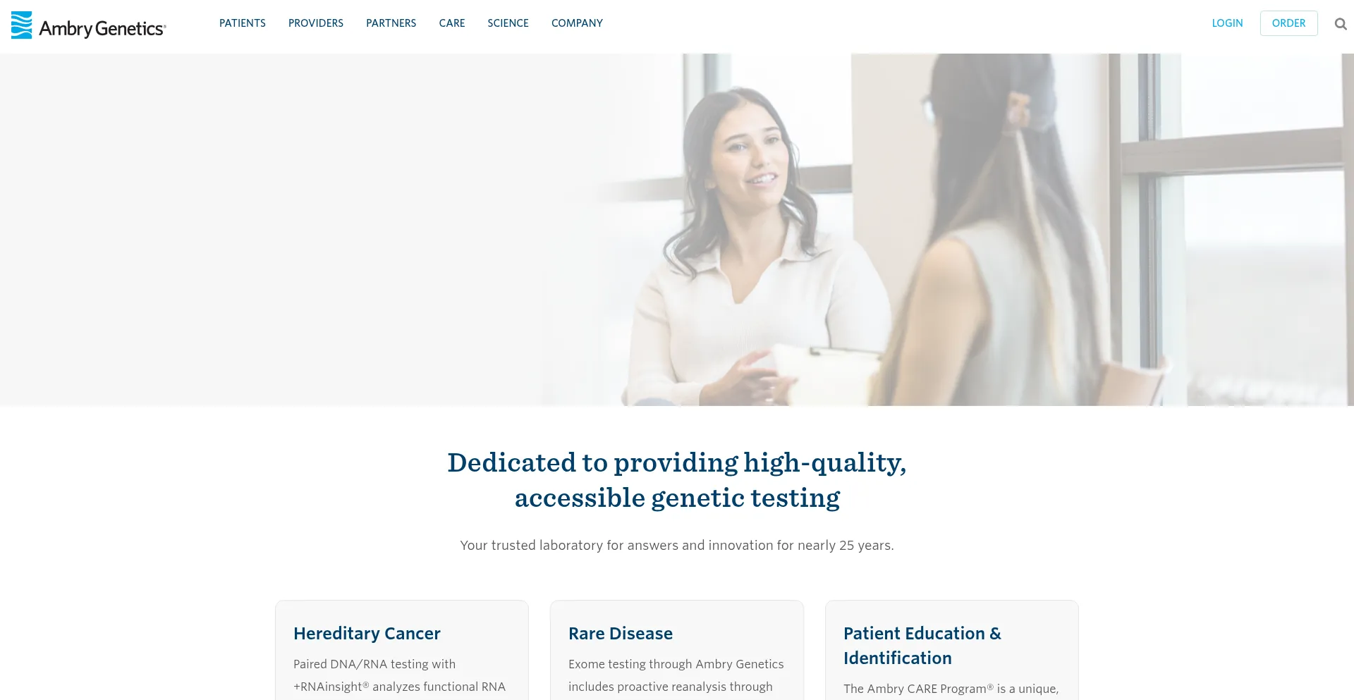 Website screenshot of Ambrygen.com