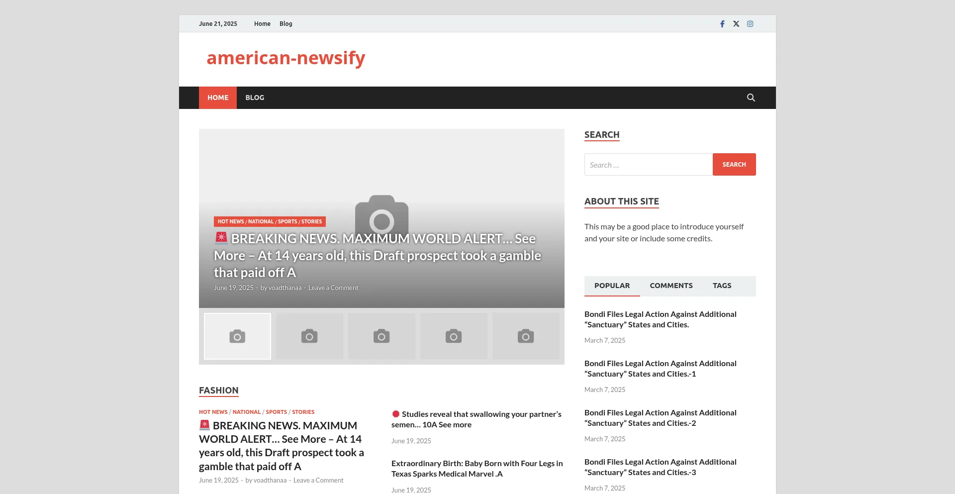 Website screenshot of American-newsify.online