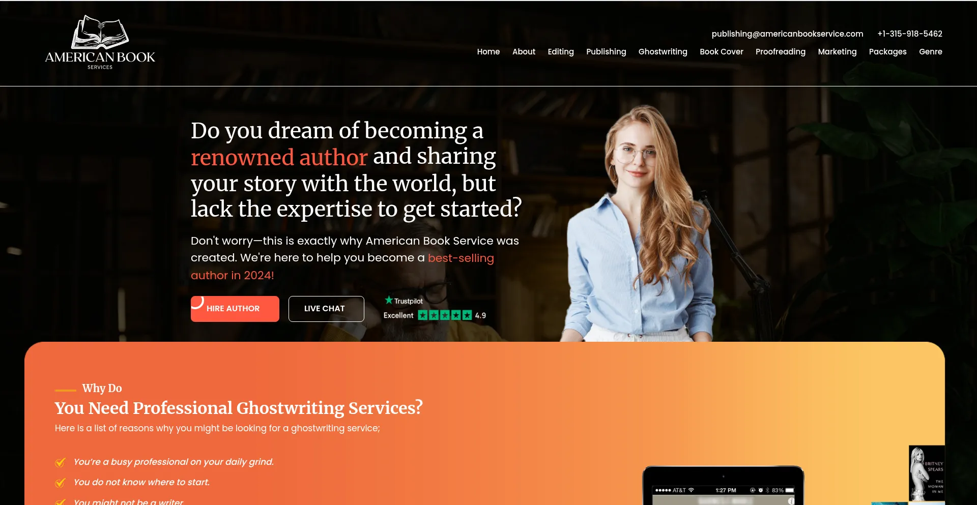 Website screenshot of Americanbookservice.com