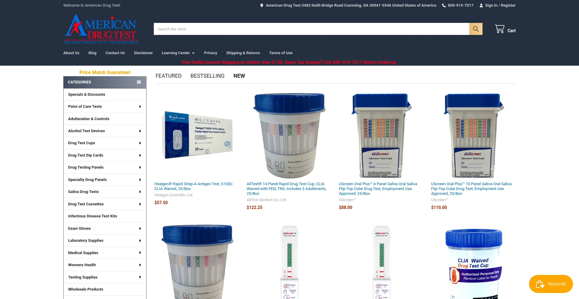 Website screenshot of Americandrugtest.com