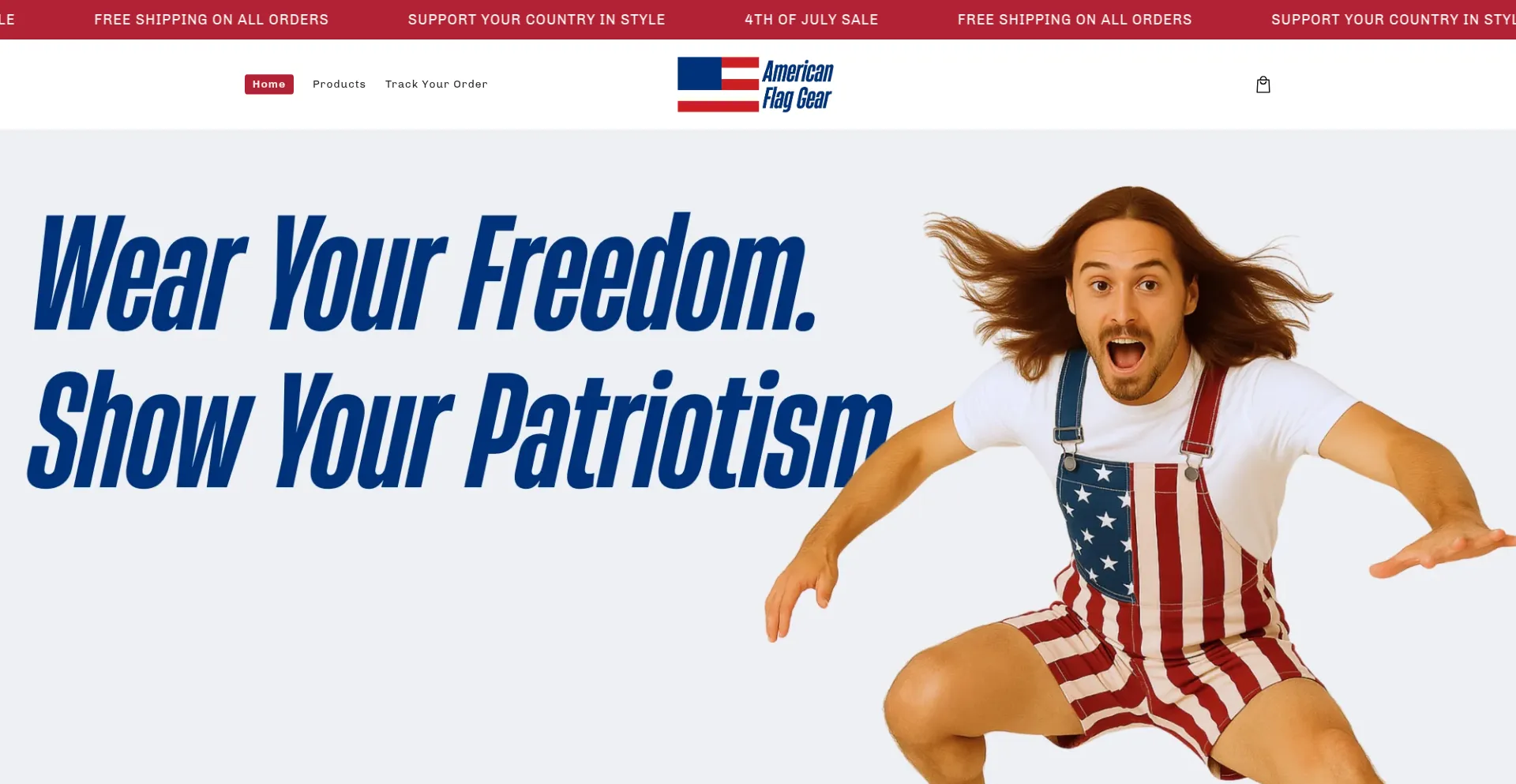 Website screenshot of Americanflaggear.shop