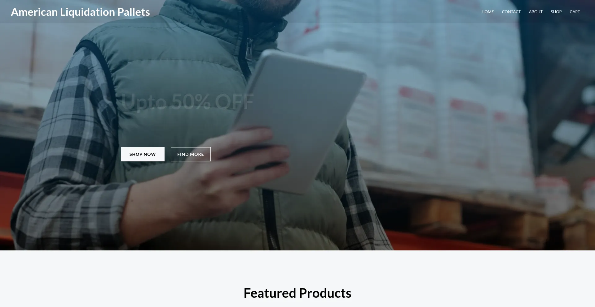 Website screenshot of Americanliquidationpallets.com