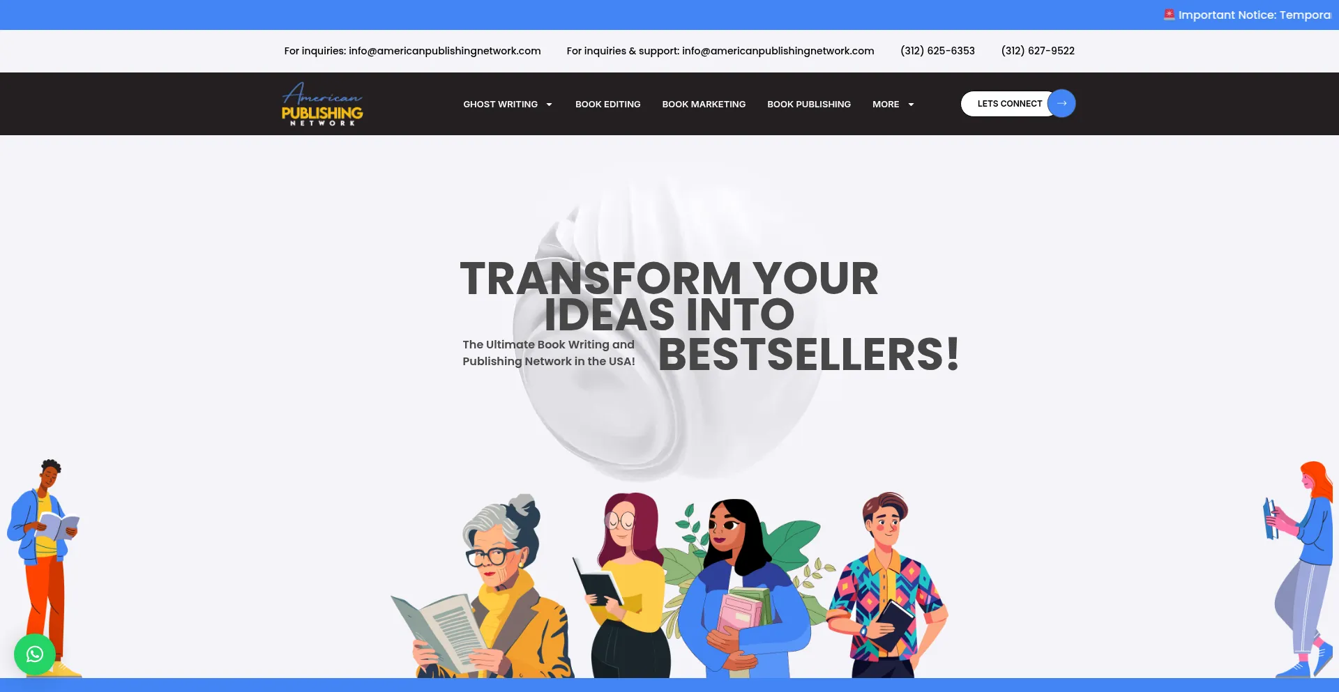 Website screenshot of Americanpublishingnetwork.com