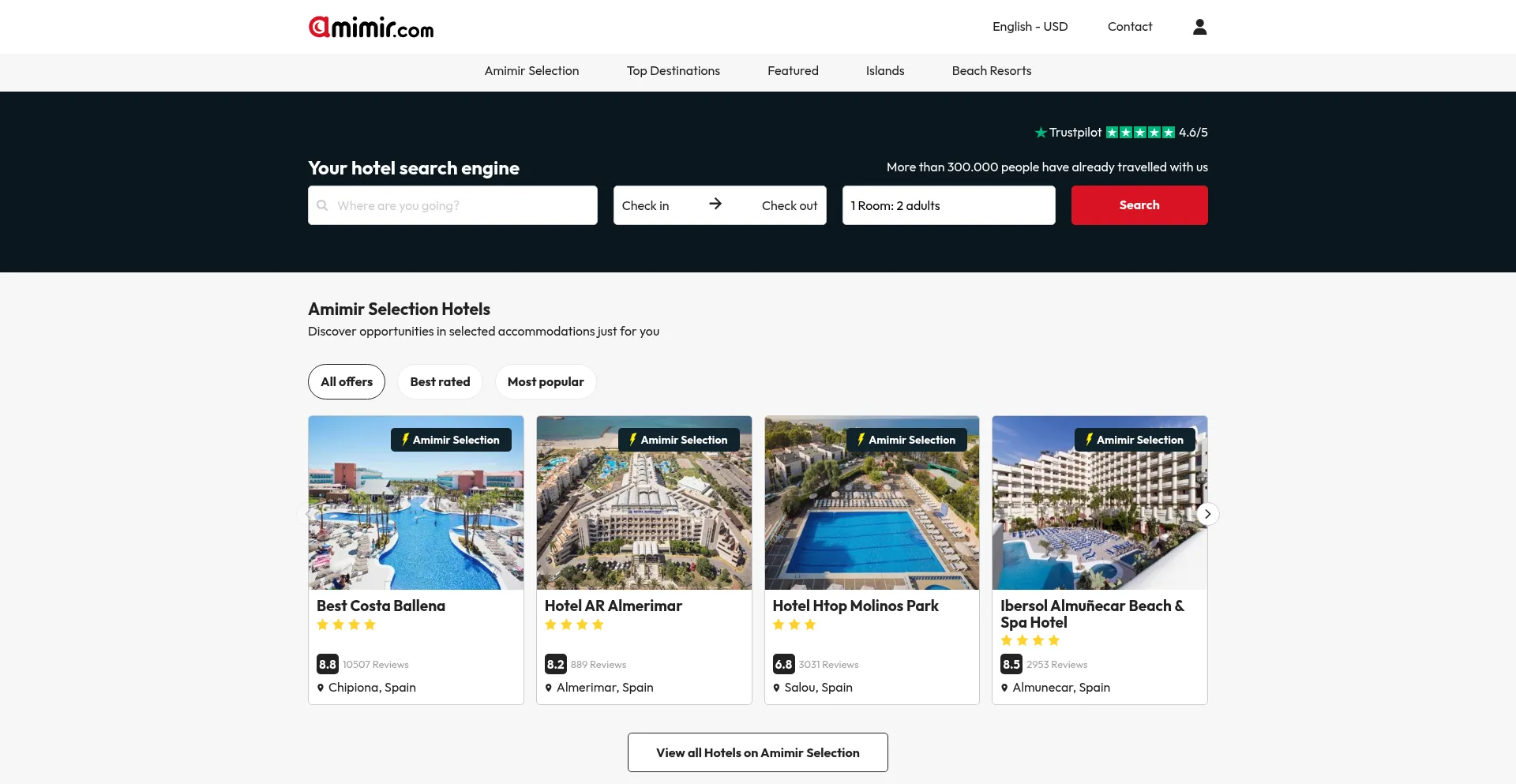 Website screenshot of Amimir.com