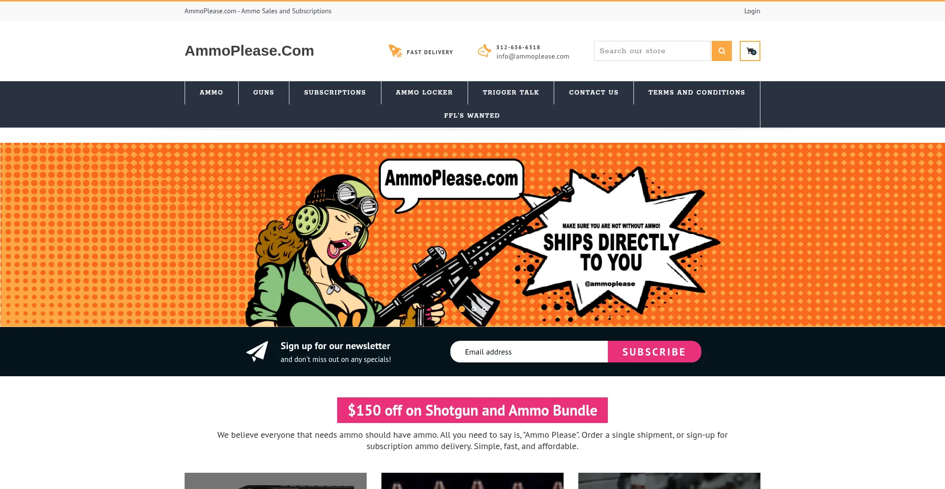 Website screenshot of Ammoplease.com