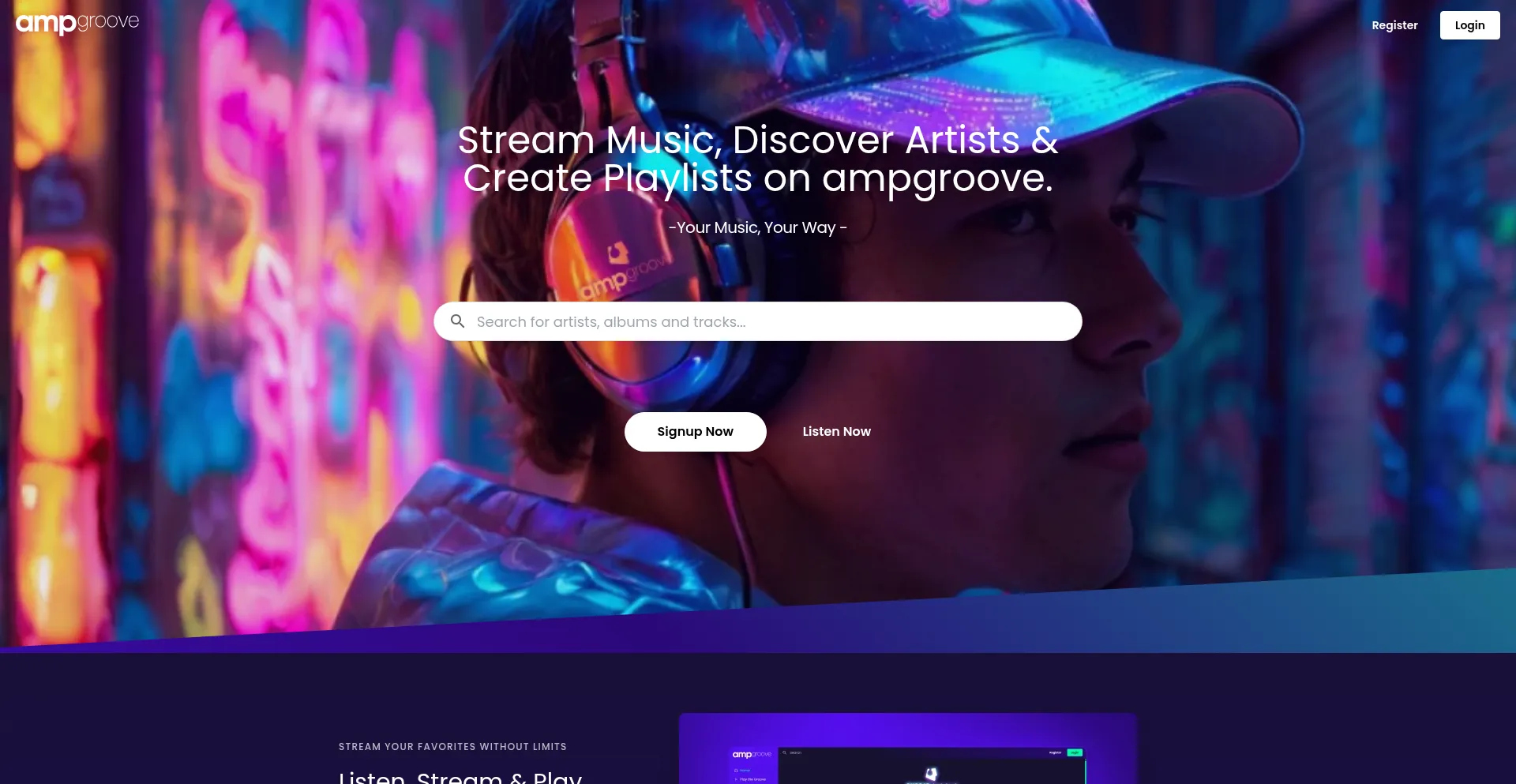 Website screenshot of Ampgroove.com