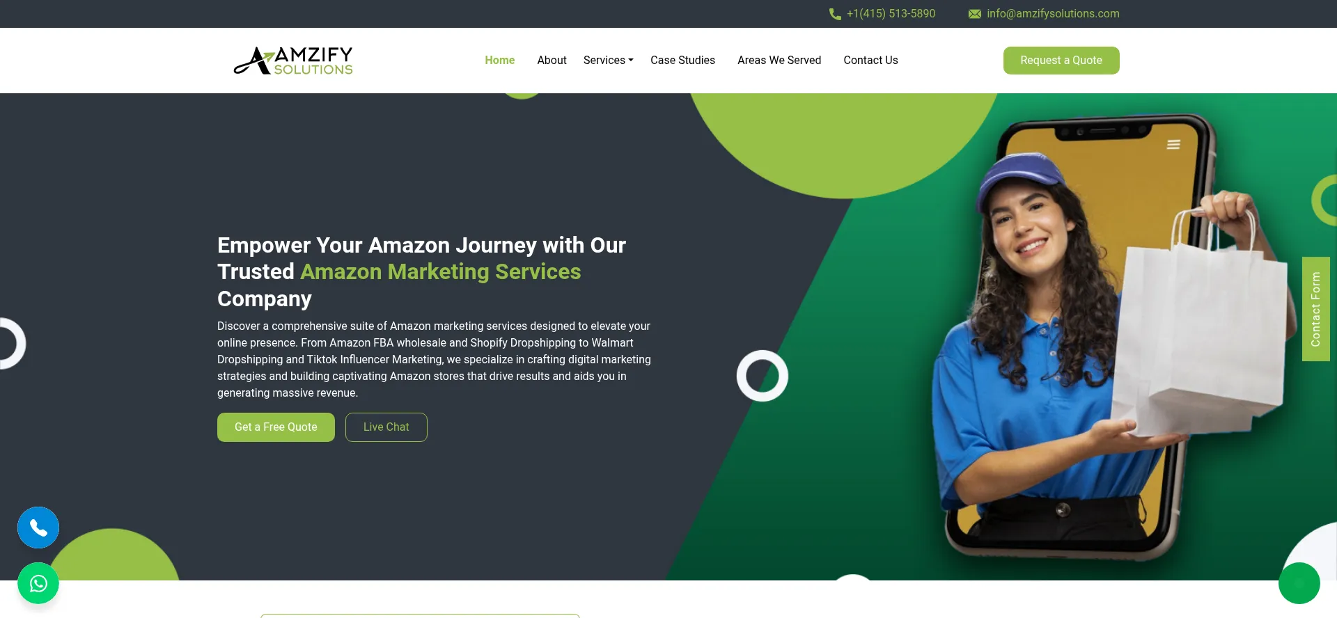 Website screenshot of Amzifysolutions.com