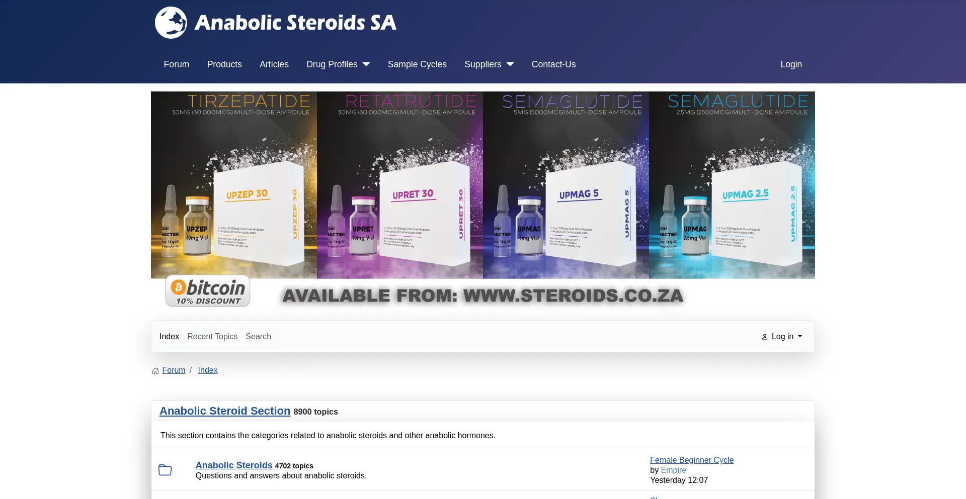 Website screenshot of Anabolicsteroids.co.za