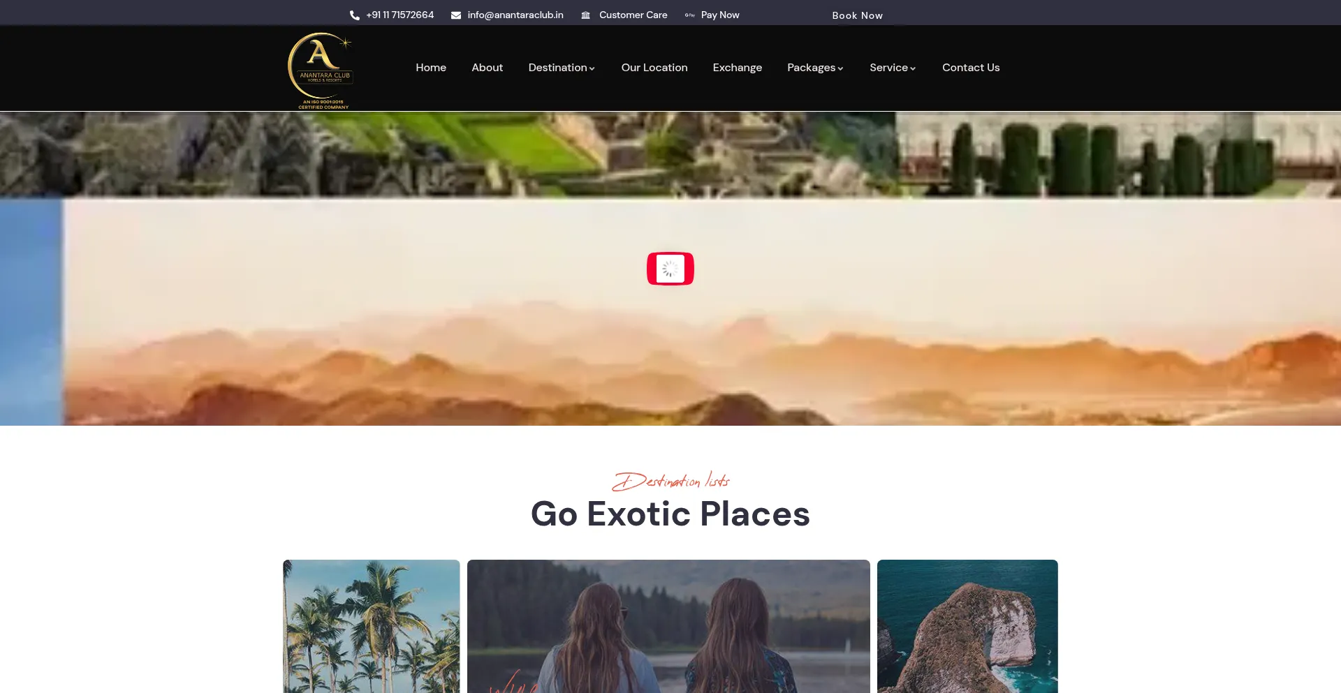 Website screenshot of Anantaraclub.in