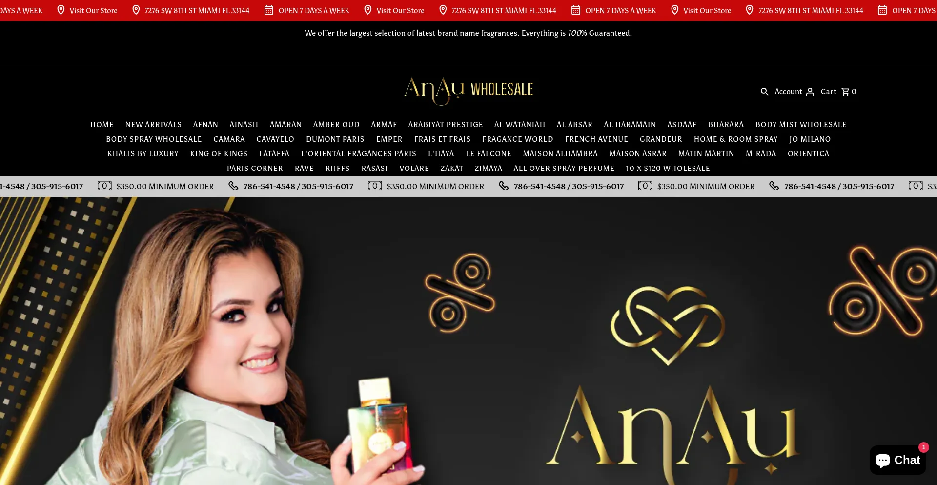 Website screenshot of Anaustorewholesale.com