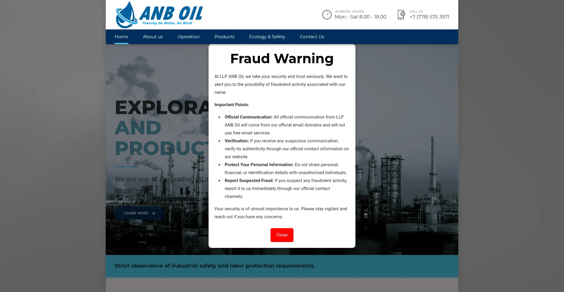 Website screenshot of Anboil.kz