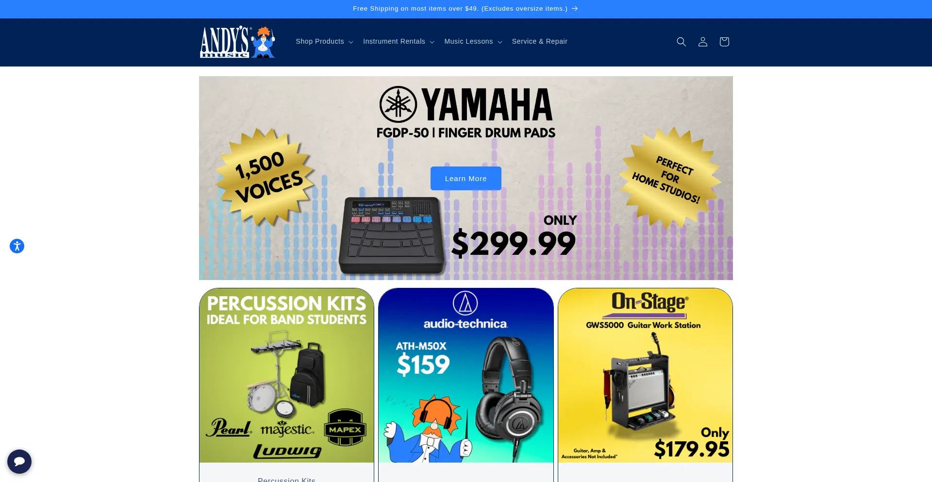 Website screenshot of Andysmusic.com