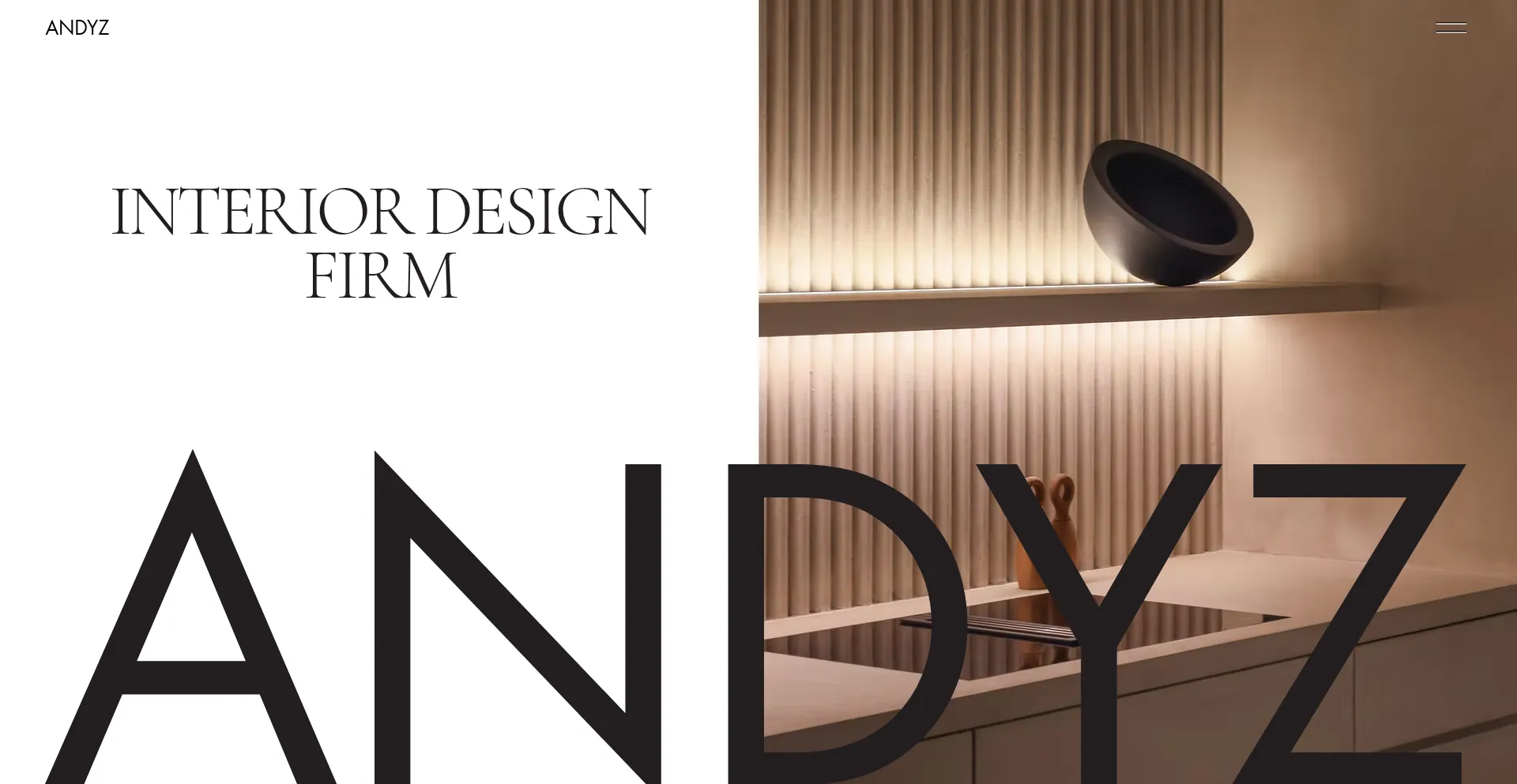 Website screenshot of Andyzinteriordesign.com
