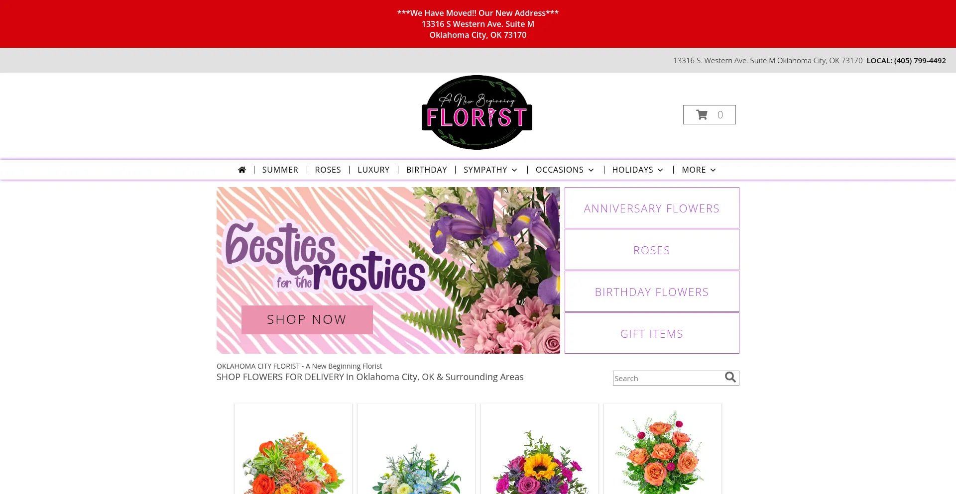 Website screenshot of Anewbeginningflorist.com