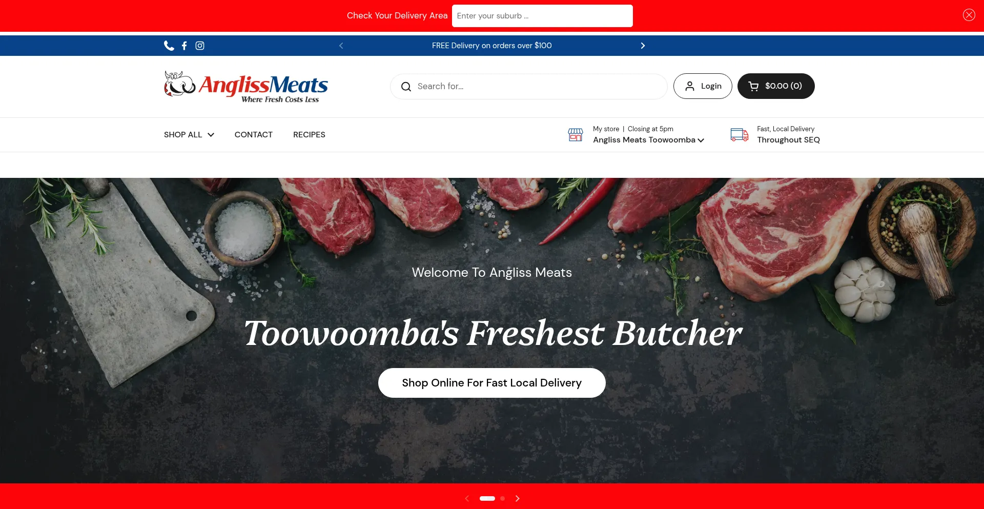 Website screenshot of Anglissmeats.au