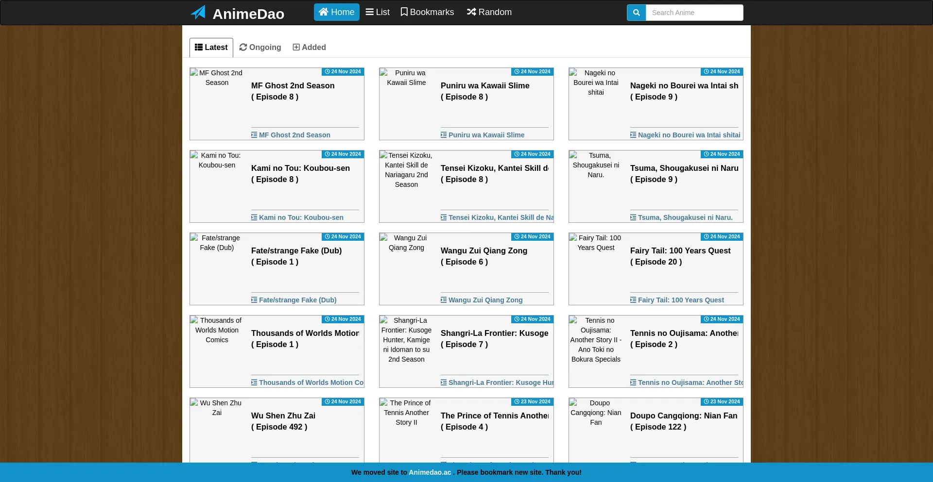 Website screenshot of Animedao.ac