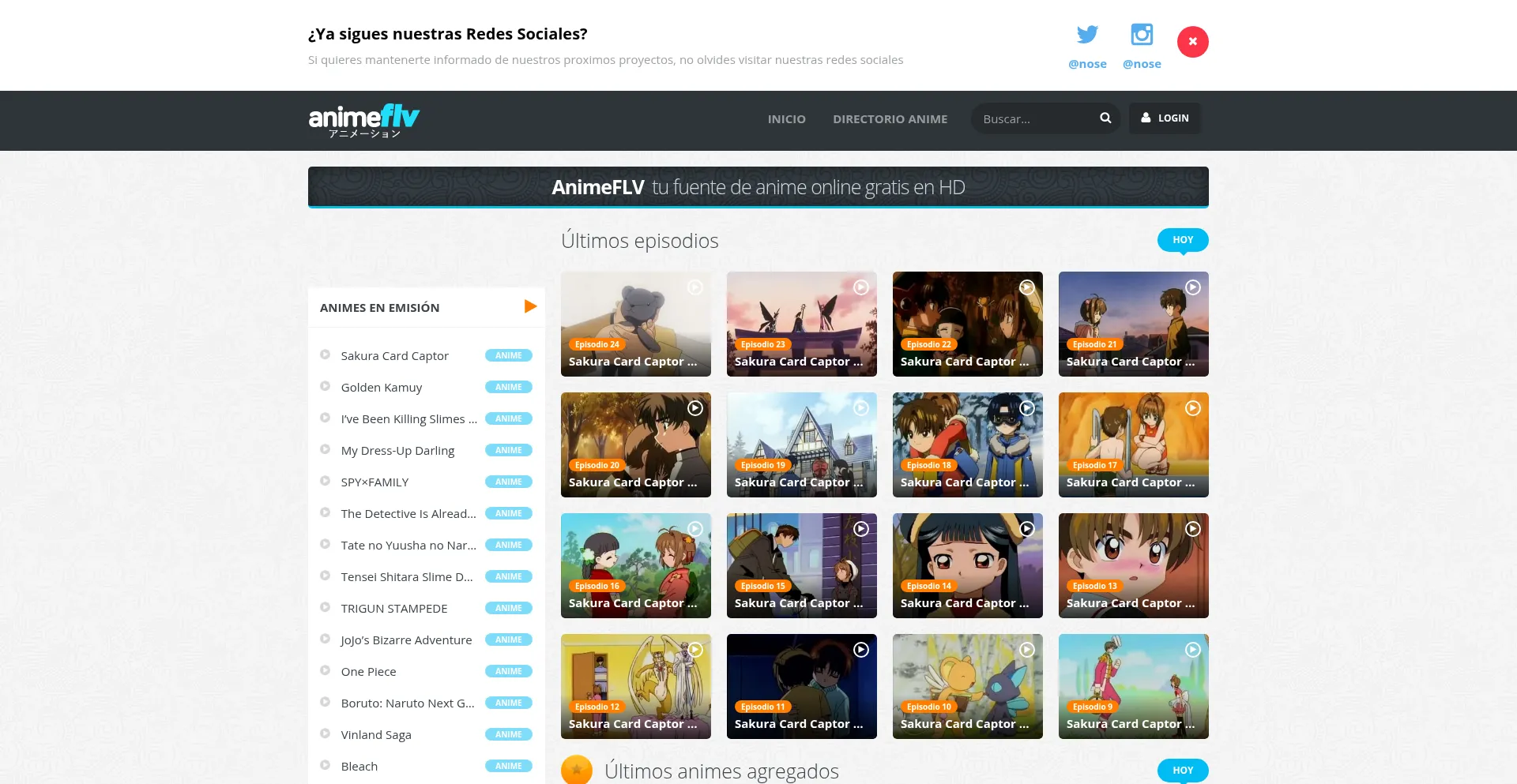 Website screenshot of Animeflv.si