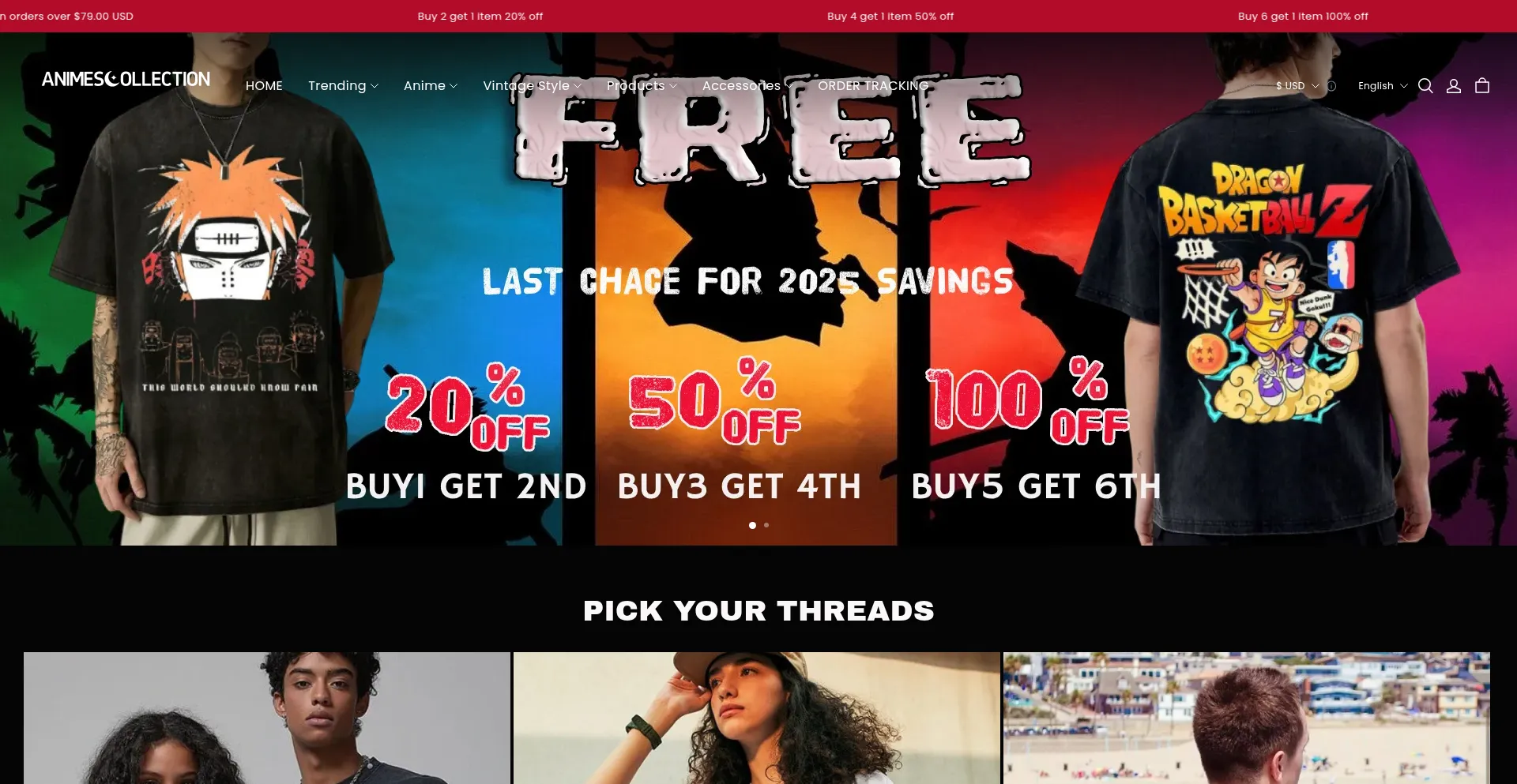 Website screenshot of Animescollection.com
