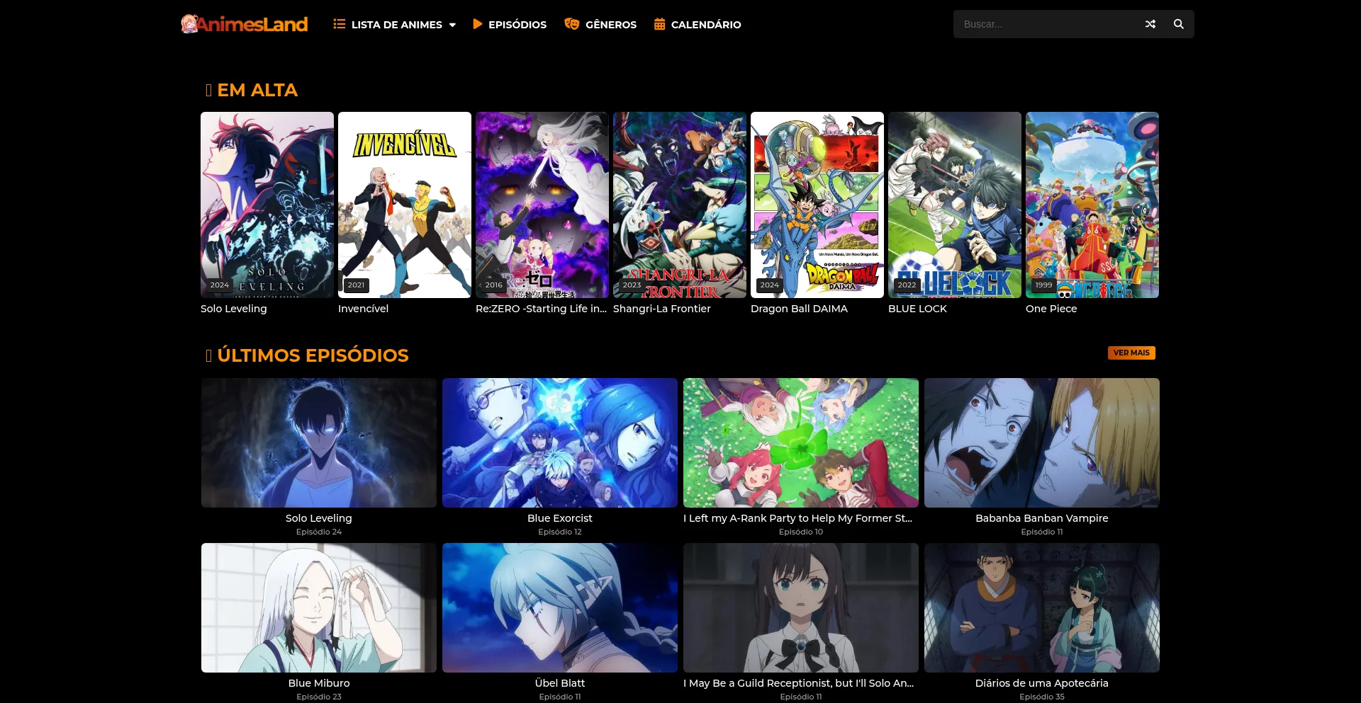 Website screenshot of Animesland.net