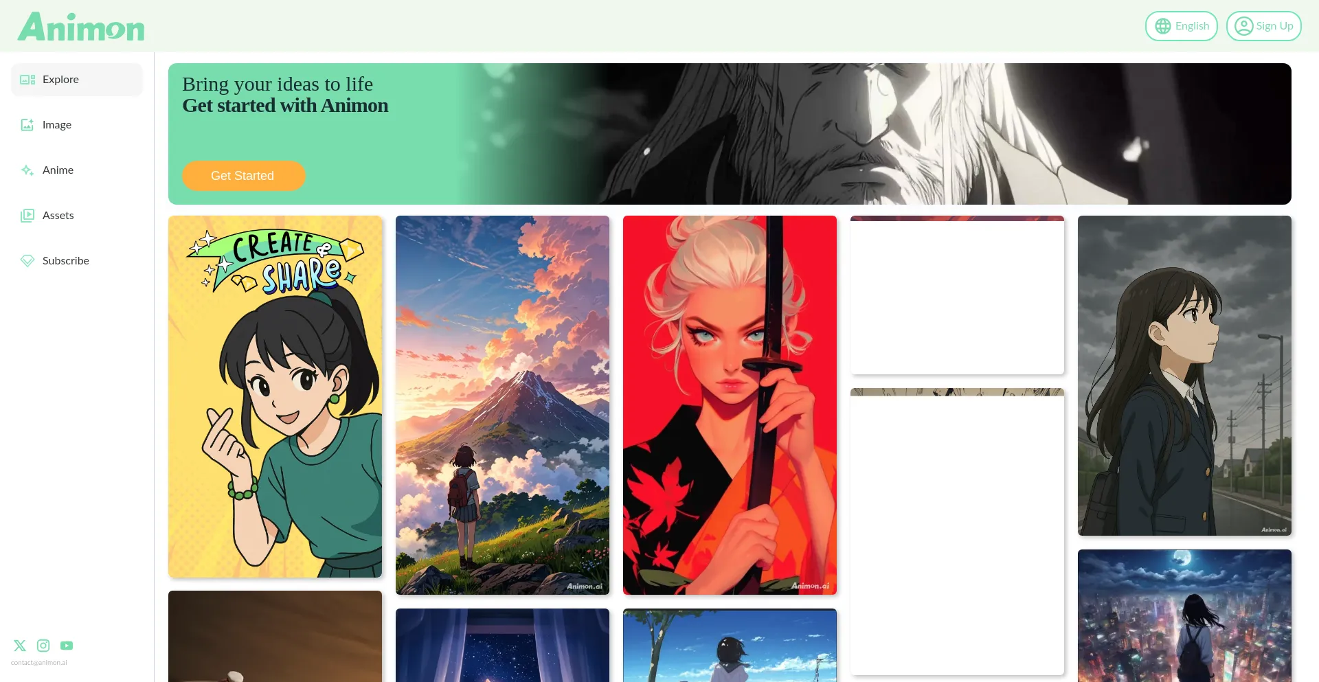 Website screenshot of Animon.ai