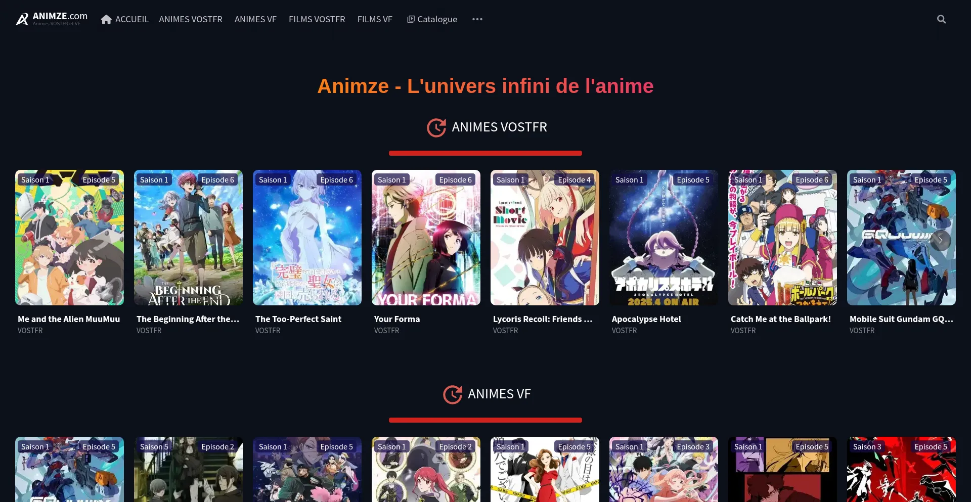Website screenshot of Animze.com